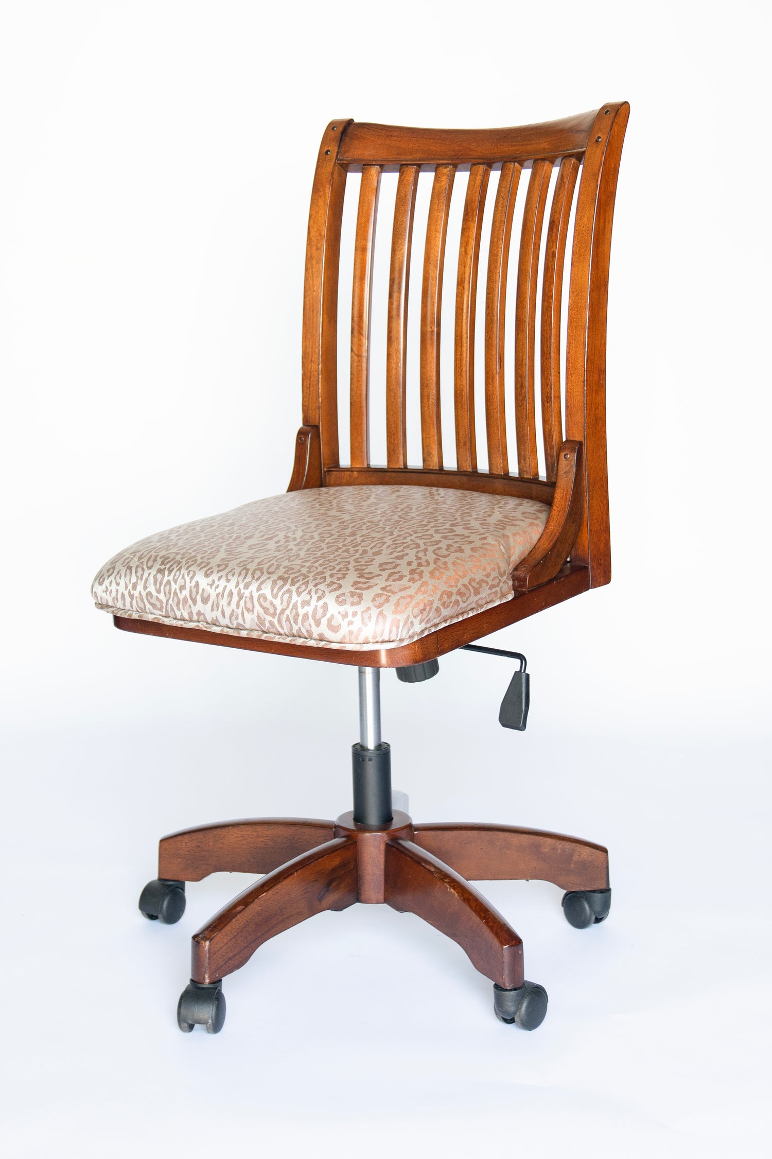 Bankers Style Leopard Swivel Desk Chair