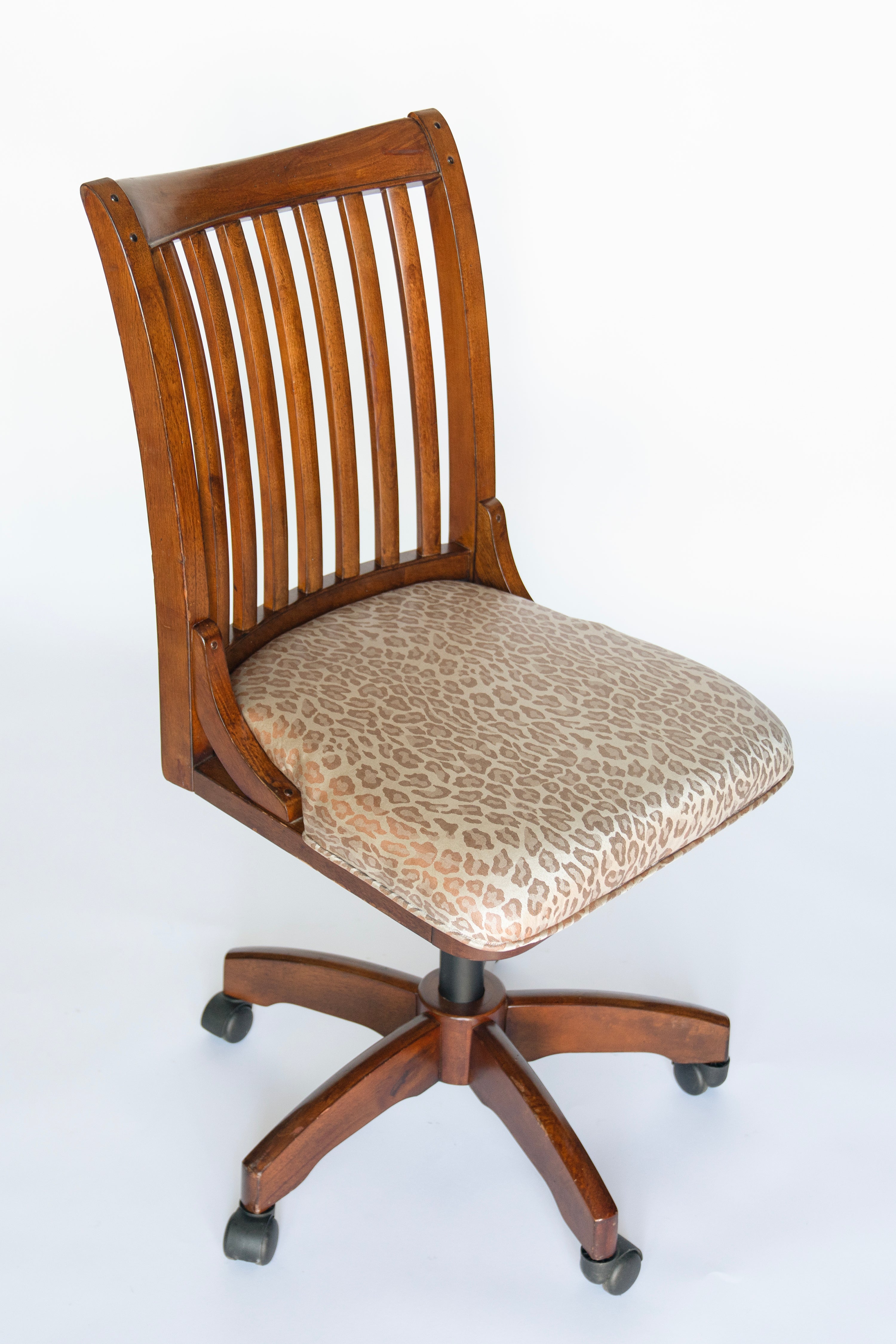 Bankers Style Leopard Swivel Desk Chair