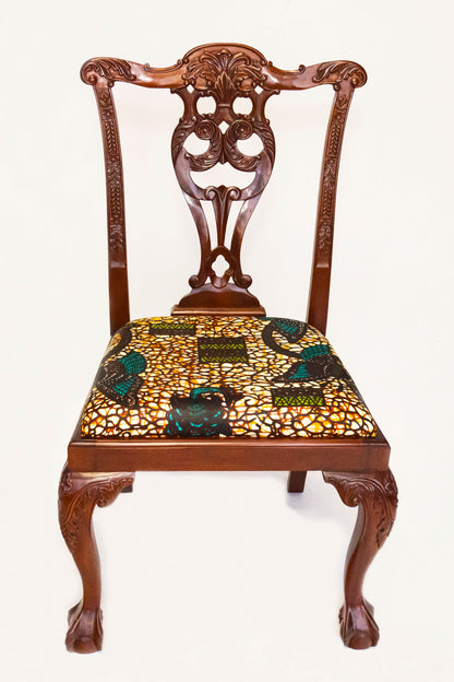 Chippendale Style Claw Foot Chair w/ African Butterfly Seat